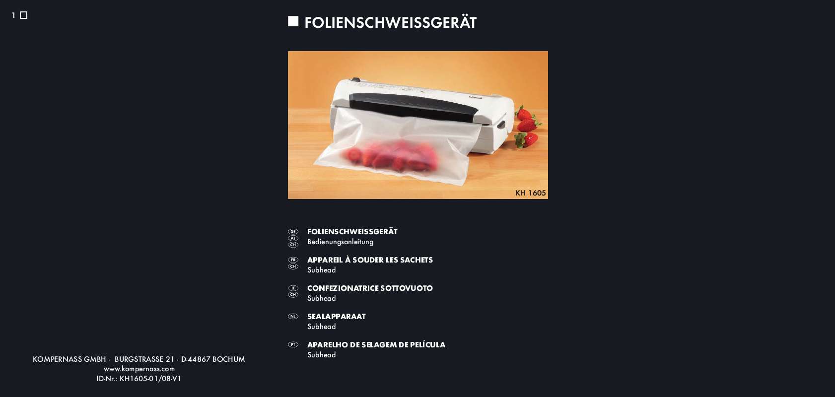 Notice KH 1605 VACUUM SEALER Trouver une solution à un problème KH 1605